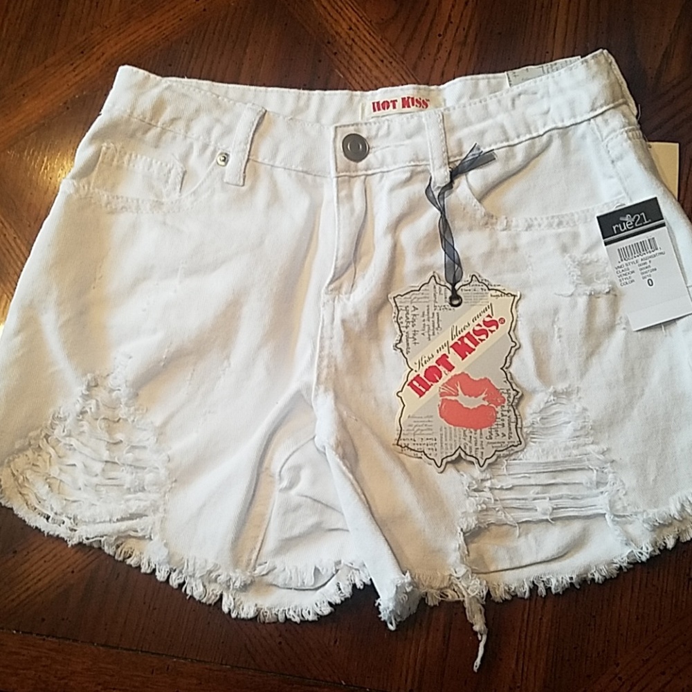 $4 SALE! White, cut-off shorts. New!